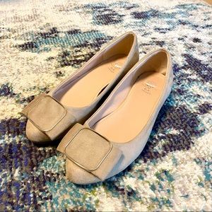 Buckle Square Suede Flats